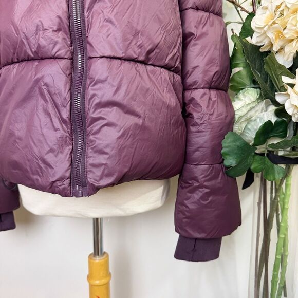 Noize Plum Puffer Jacket Sherpa Fleece Collar Vegan Winter Coat Size M Anthropol - Picture 5 of 14